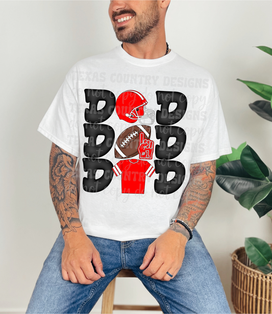 Stacked Football Dad Red