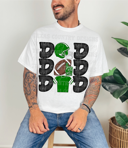 Stacked Football Dad Green