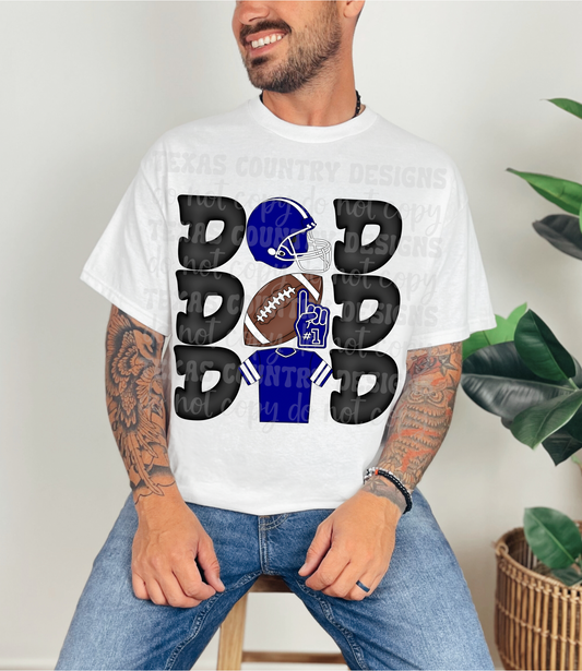 Stacked Football Dad Navy