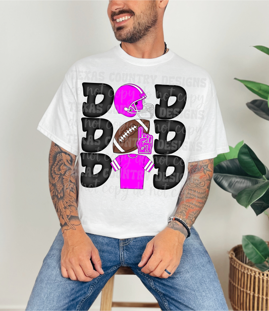 Stacked Football Dad Pink