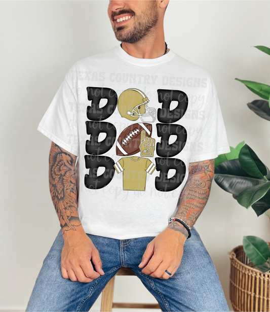 Stacked Football Dad Gold