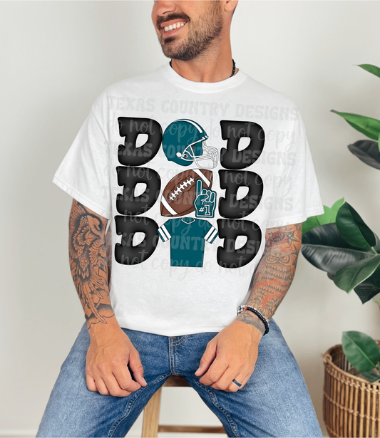 Stacked Football Dad Teal